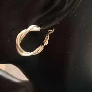 14k Yellow Gold Plated Twisted Circle Earrings